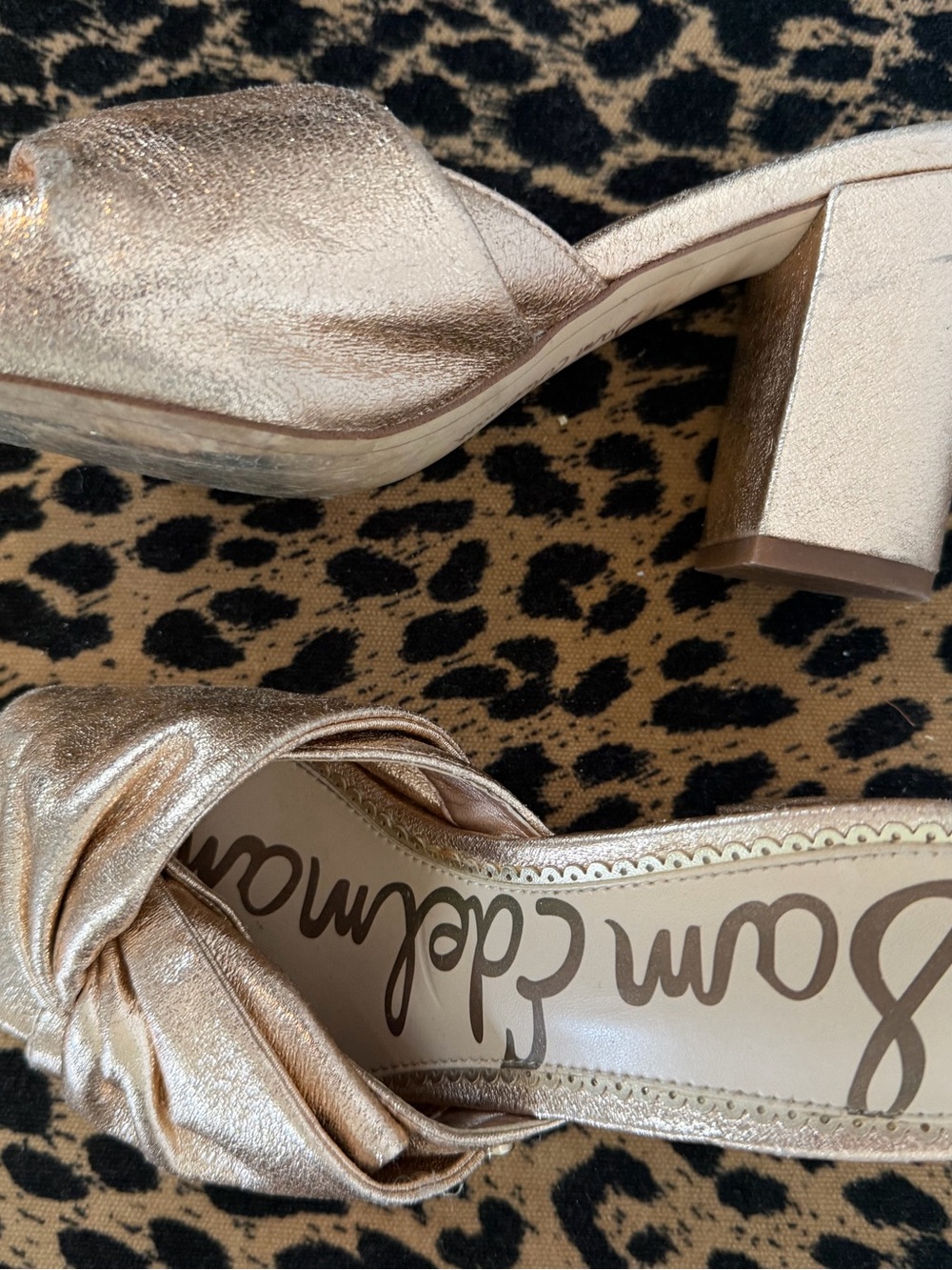Sam Edelman Metallic Rose Slip-On Block Heel Mules